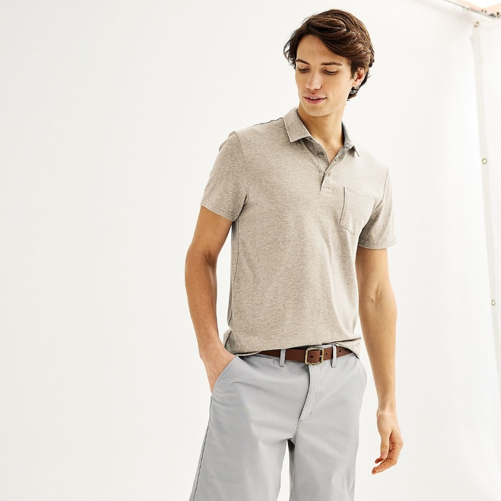 Mens Polo by Sonoma. Size L. Color Grey/Beige. Lightweight Summer Fabric! NEW